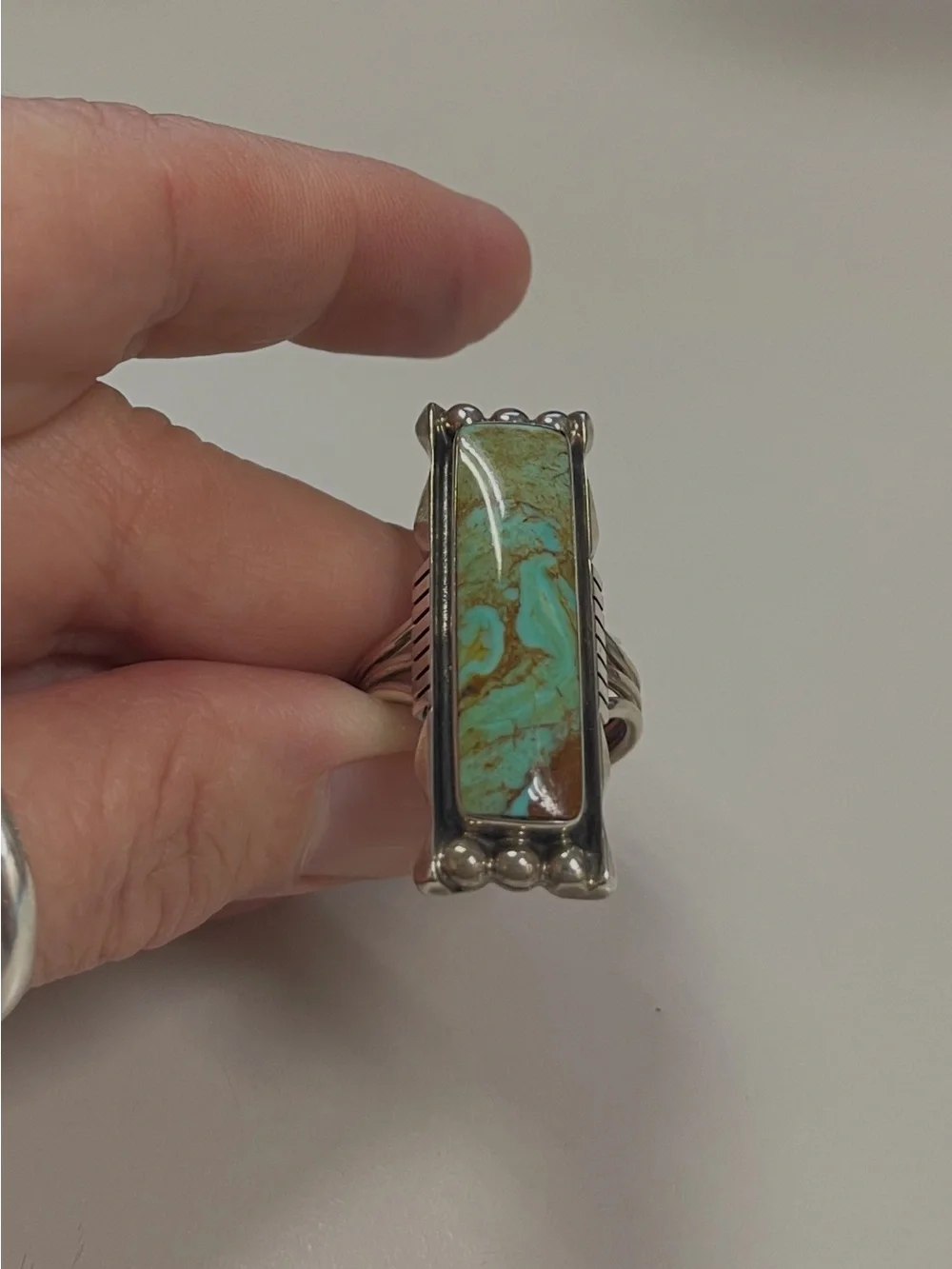Native American Sterling Silver ring size 10 stamped LL and sterling